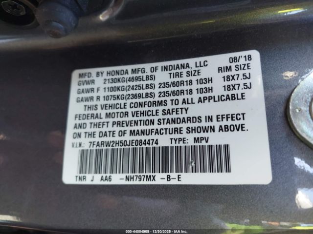 2018 HONDA CR-V 7FARW2H50JE084474 Photo 8