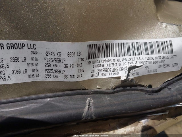 44004914 :رقم المزاد ، 2A4RR8DG1BR713009 vin ، 2011 Chrysler Town & Country Touring-l مزاد بيع
