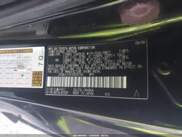 2007 TOYOTA FJ CRUISER JTEBU11FX70025726 Photo 8