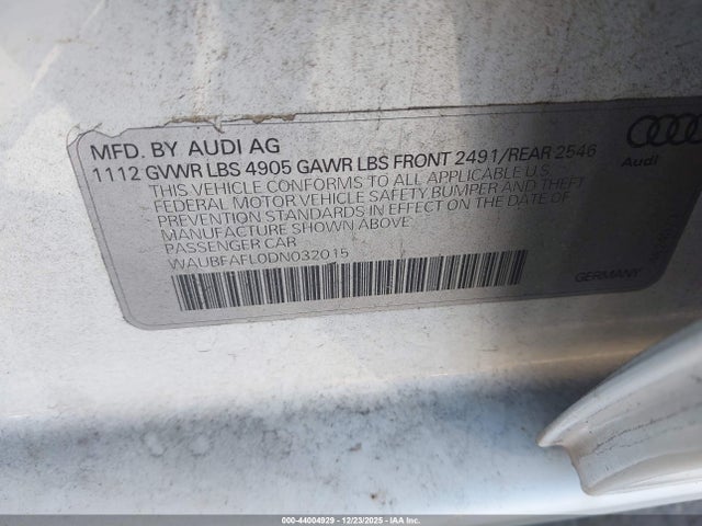 2013 AUDI A4 WAUBFAFL0DN032015 Photo 8