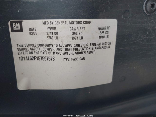 2005 CHEVROLET COBALT 1G1AL52F157597578 Photo 8