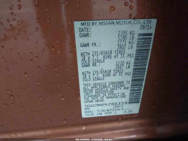5N1AZ2MH6FN266359 Nissan MURANO S