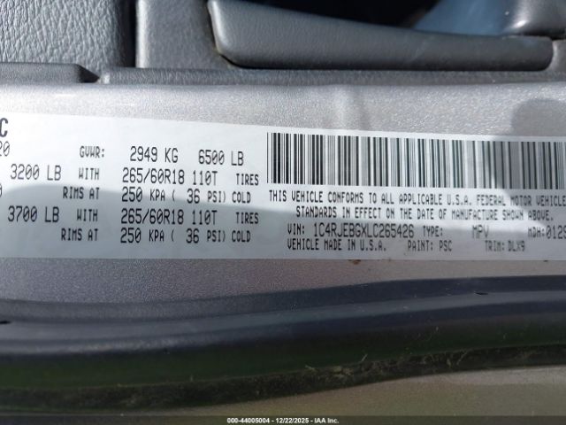 2020 JEEP GRAND CHEROKEE 1C4RJEBGXLC265426 Photo 8