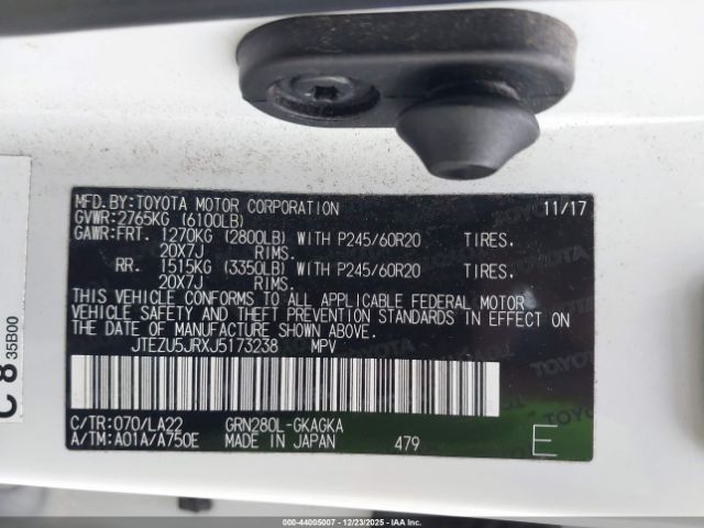 2018 TOYOTA 4RUNNER JTEZU5JRXJ5173238 Photo 8