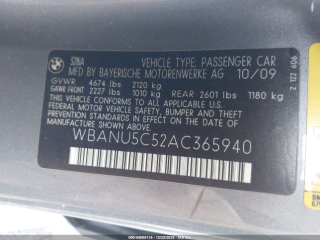 2010 BMW 528I WBANU5C52AC365940 Photo 8