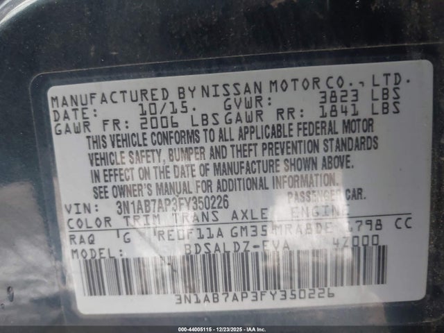 Nissan SENTRA SV 2015 3N1AB7AP3FY350226 Image 9