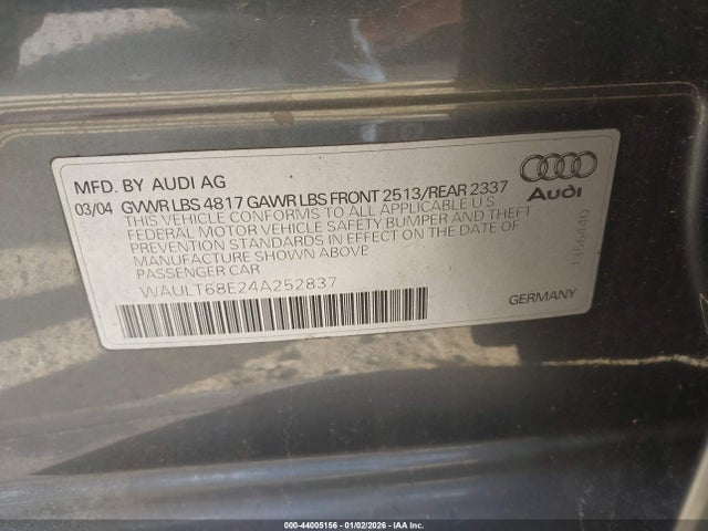 2004 AUDI A4 WAULT68E24A252837 Photo 8