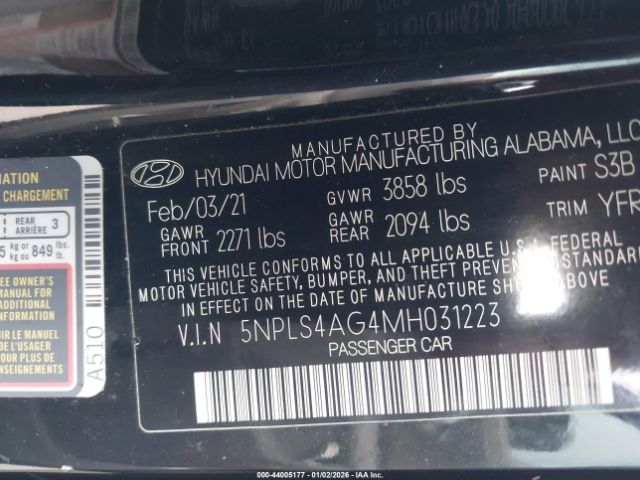 2021 HYUNDAI ELANTRA 5NPLS4AG4MH031223 Photo 8