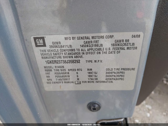 2008 GMC ACADIA 1GKER23738J268292 Photo 8