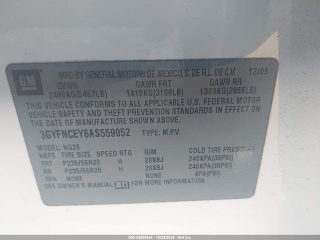 2010 CADILLAC SRX 3GYFNCEY6AS559052 Photo 8