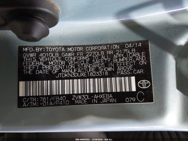 2014 TOYOTA PRIUS JTDKN3DUXE1823318 Photo 8