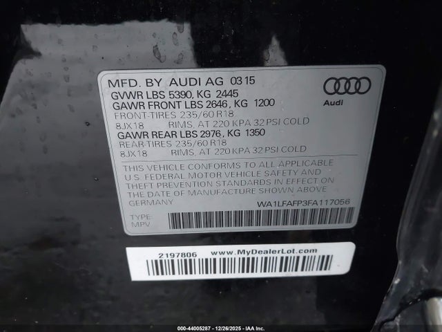2015 AUDI Q5 WA1LFAFP3FA117056 Photo 8