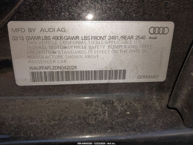 2013 AUDI A4 WAUFFAFL2DN042028 Photo 8