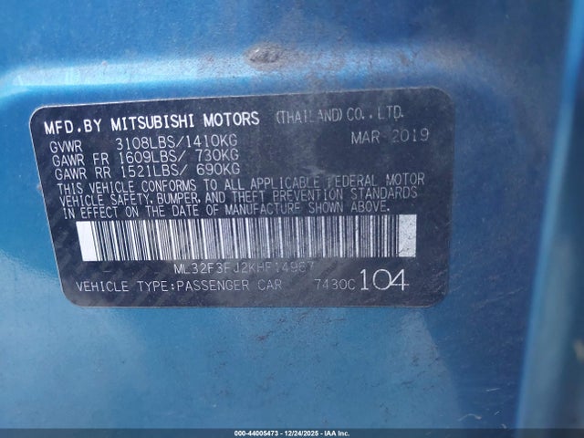 2019 MITSUBISHI MIRAGE G4 ML32F3FJ2KHF14967 Photo 8