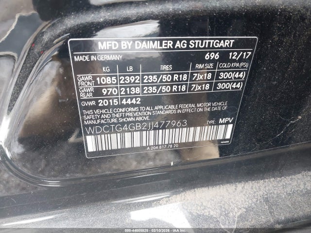 Продаж на аукціоні авто 2018 Mercedes-benz Gla 250 4matic, vin: WDCTG4GB2JJ477963, номер лоту: 44005525