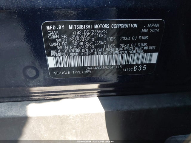 Продаж на аукціоні авто 2024 Mitsubishi Outlander Sel 2.5 S-awc, vin: JA4J4WA85RZ045115, номер лоту: 44005544