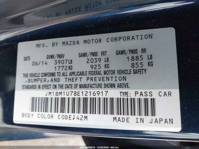 Продаж на аукціоні авто 2014 Mazda Mazda3 I Sport, vin: JM1BM1U78E1216917, номер лоту: 44005570