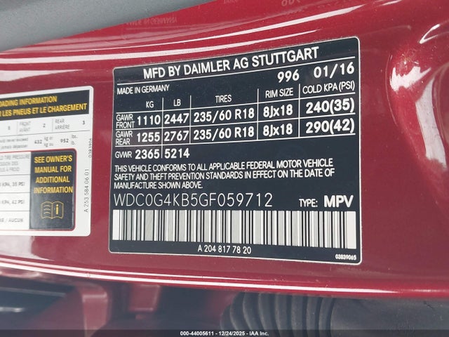 WDC0G4KB5GF059712 Mercedes-Benz Glc 300 4matic