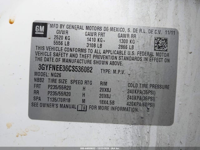 2012 CADILLAC SRX 3GYFNEE36CS536082 Photo 8