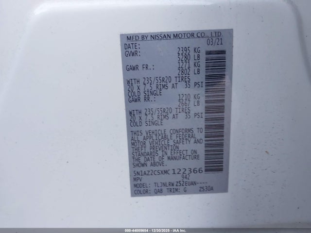 Nissan Murano Sl Intelligent Awd 2021 5N1AZ2CSXMC122366 Image 9