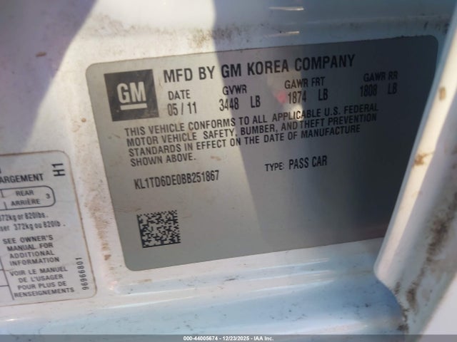 2011 CHEVROLET AVEO KL1TD6DE0BB251867 Photo 8