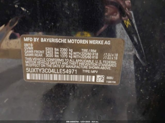 2020 BMW X3 5UXTY3C04LLE54971 Photo 8