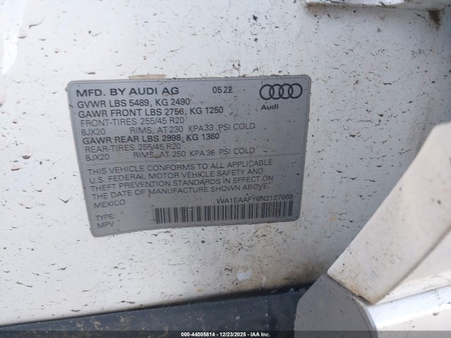 2022 AUDI Q5 WA1EAAFY6N2127668 Photo 8