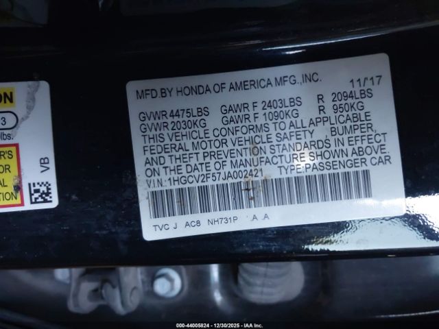 2018 HONDA ACCORD 1HGCV2F57JA002421 Photo 8