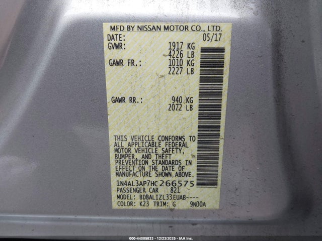 1N4AL3AP7HC266575 Nissan Altima 2.5 Sv