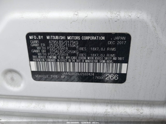 2018 MITSUBISHI OUTLANDER JA4AD3A39JZ032424 Photo 8