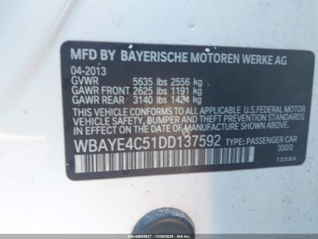 2013 BMW 740LI WBAYE4C51DD137592 Photo 8