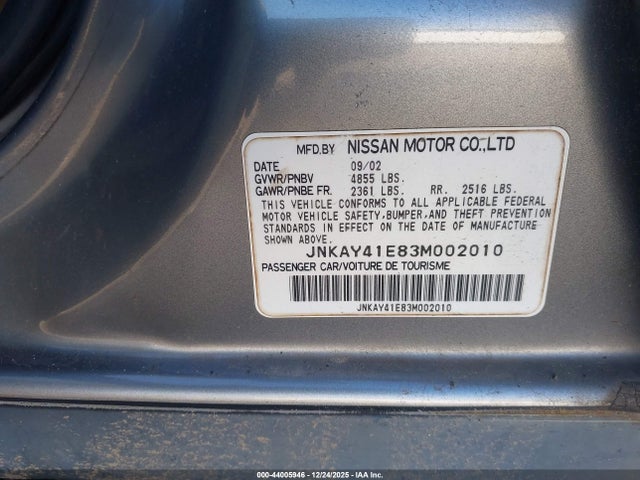 44005946 :رقم المزاد ، JNKAY41E83M002010 vin ، 2003 Infiniti M45 Sport مزاد بيع