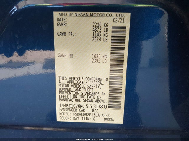 1N4BZ1CV6MC553080 Nissan Leaf Sv Plus 62 Kwh