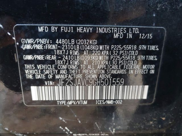 2016 SUBARU FORESTER JF2SJAVC9GH501559 Photo 8
