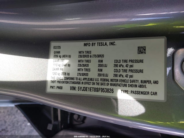 2025 TESLA MODEL 3 5YJ3E1ET8SF953826 Photo 8