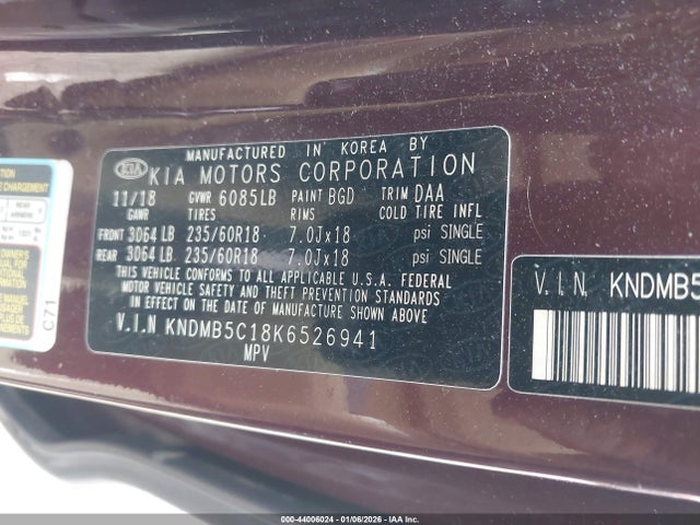 KIA SEDONA EX 2019 KNDMB5C18K6526941 Image 9