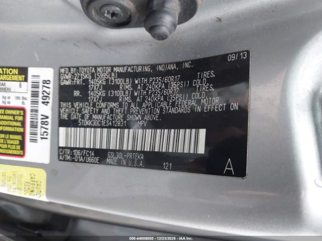2014 TOYOTA SIENNA 5TDKK3DC1ES412831 Photo 8