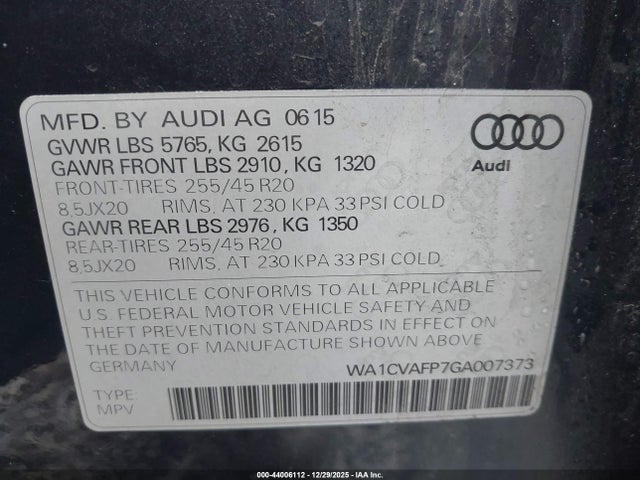 2016 AUDI Q5 WA1CVAFP7GA007373 Photo 8