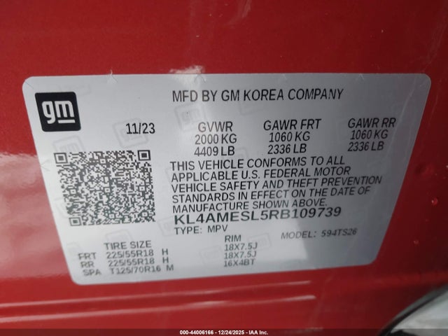 KL4AMESL5RB109739 Buick Encore Gx Sport Touring Awd