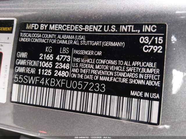 2015 MERCEDES-BENZ C 300 55SWF4KBXFU057233 Photo 8