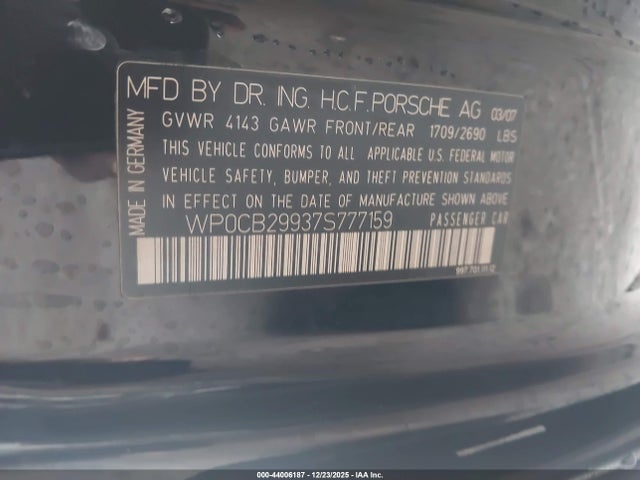 2007 PORSCHE 911 WP0CB29937S777159 Photo 8