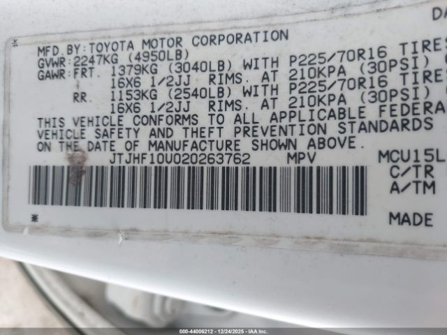 2002 LEXUS RX 300 JTJHF10U020263762 Photo 8