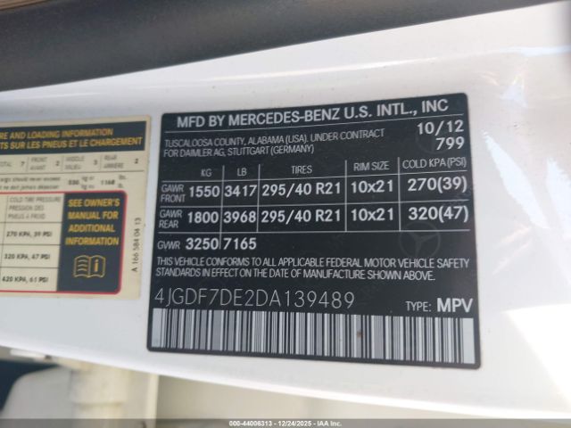 2013 MERCEDES-BENZ GL 550 4JGDF7DE2DA139489 Photo 8