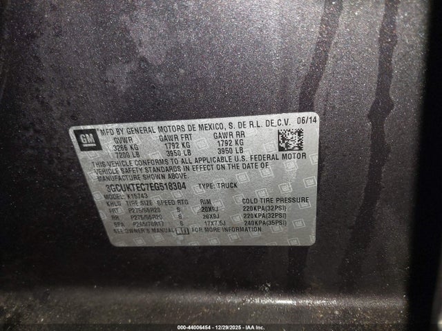 44006454 :رقم المزاد ، 3GCUKTEC7EG518304 vin ، 2014 Chevrolet Silverado 1500 High Country مزاد بيع