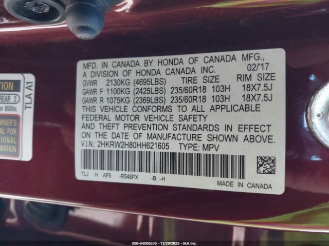 2017 HONDA CR-V 2HKRW2H80HH621605 Photo 8