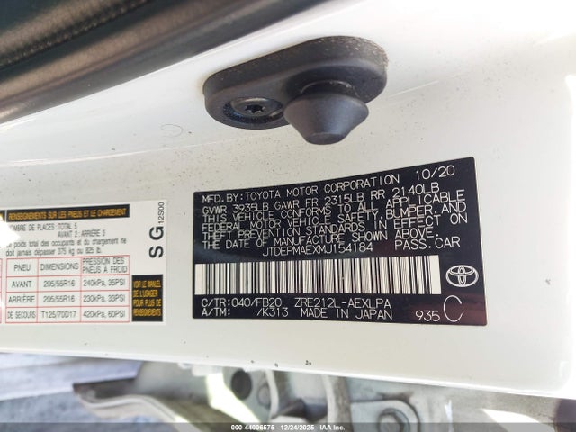 2021 TOYOTA COROLLA JTDEPMAEXMJ154184 Photo 8