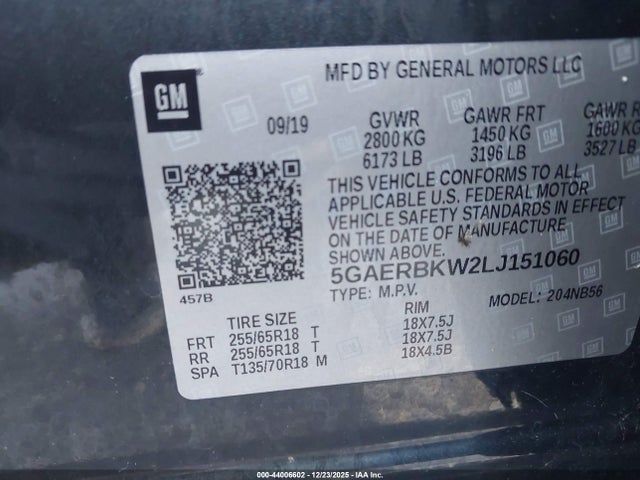Aukcja sprzedaży 2020 Buick Enclave Fwd Essence, vin: 5GAERBKW2LJ151060, numer aukcji: 44006602