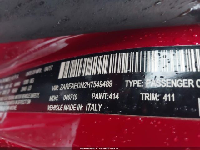 2017 ALFA ROMEO GIULIA ZARFAEDN2H7549489 Photo 8