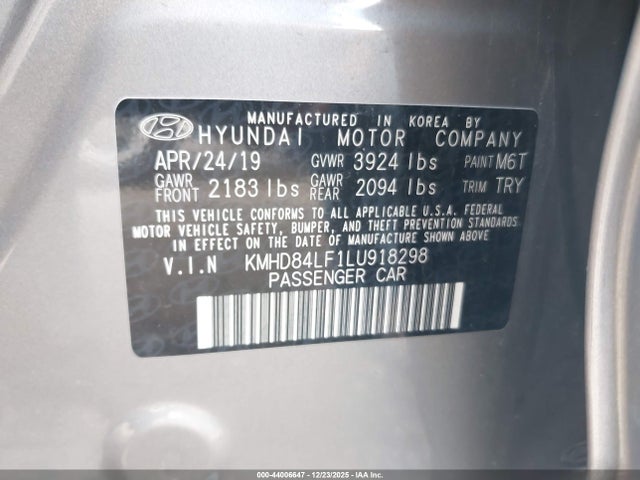 KMHD84LF1LU918298 Hyundai Elantra Value Edition