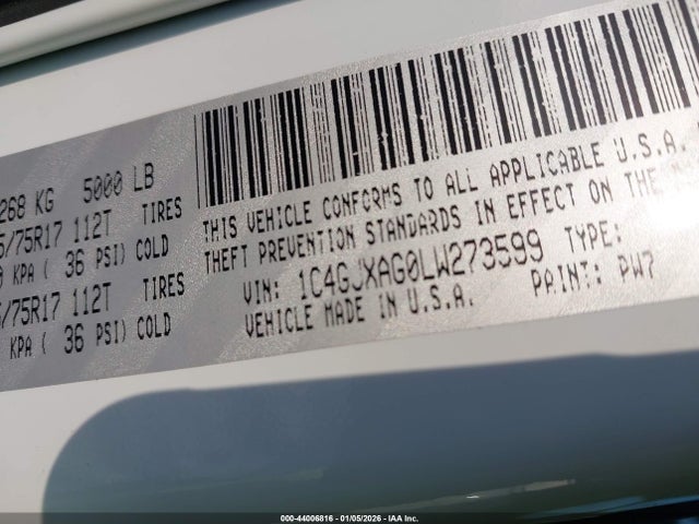 2020 JEEP WRANGLER 1C4GJXAG0LW273599 Photo 8